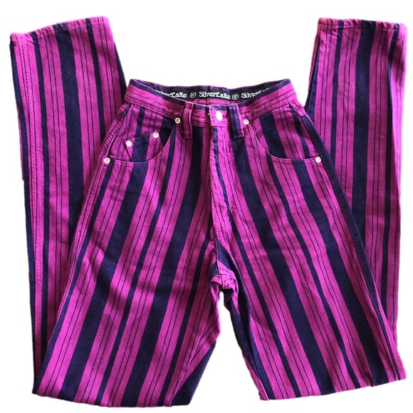 Wrangler Denim - Wrangler Silver lake purple striped western vintage jean high rise waisted mom